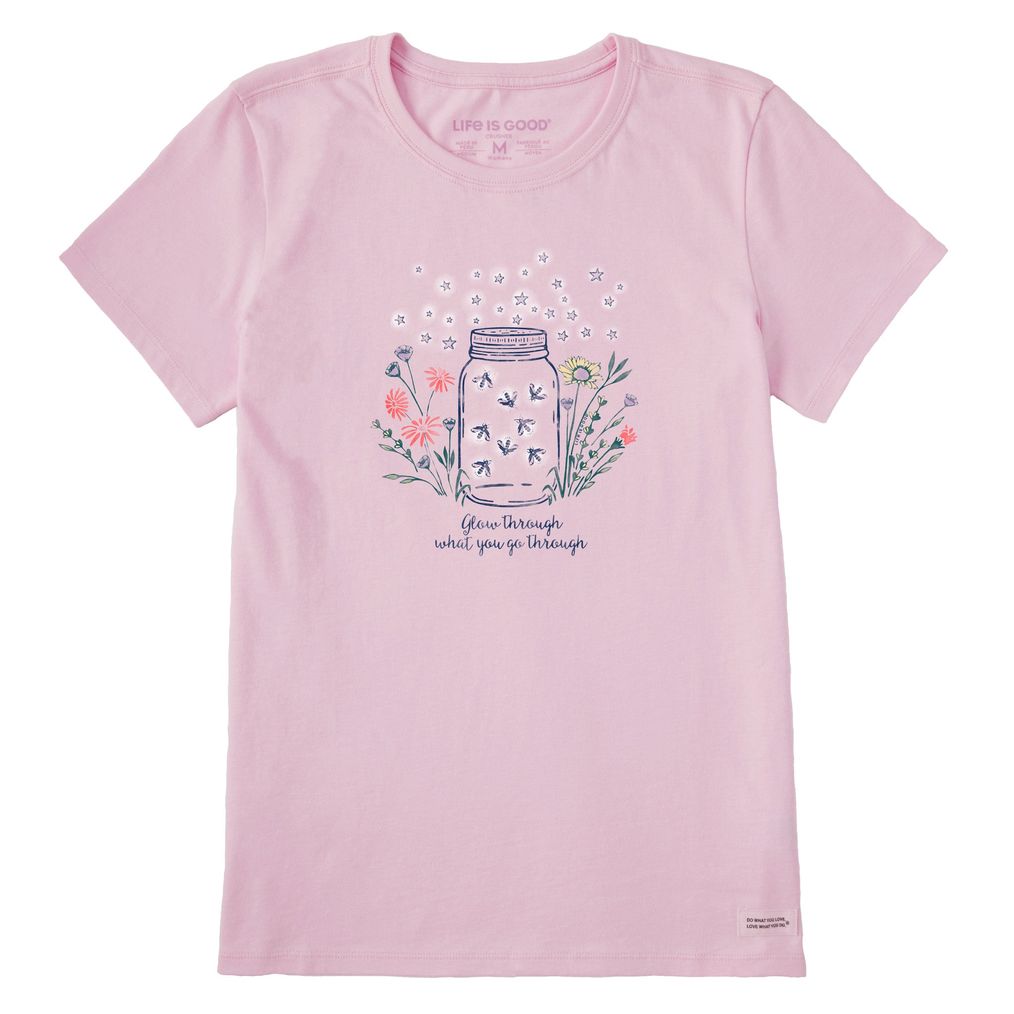 Women's Fireflies Flowers Jar Short Sleeve Tee