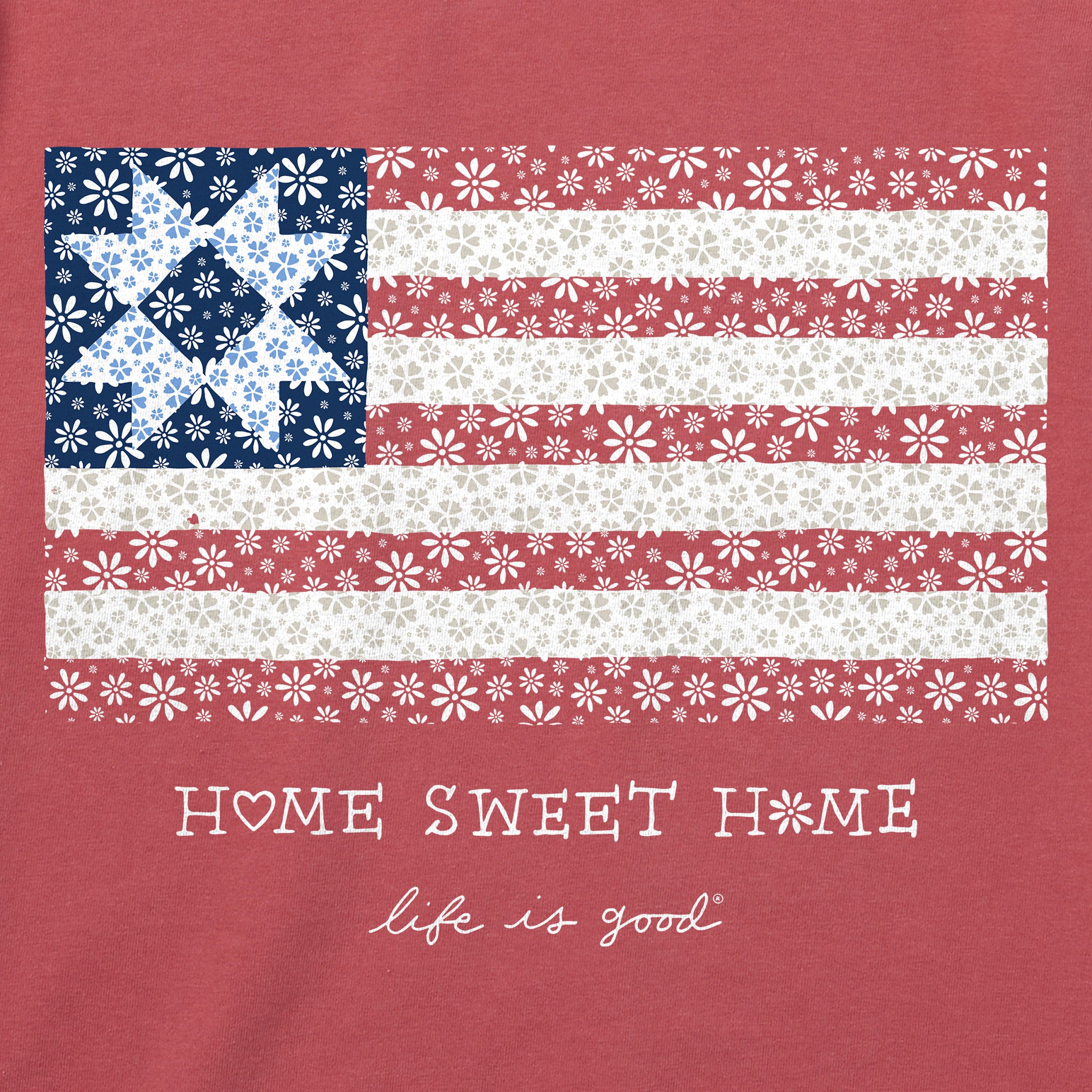 Women's Home Sweet Home Quilted Flag Short Sleeve Vee