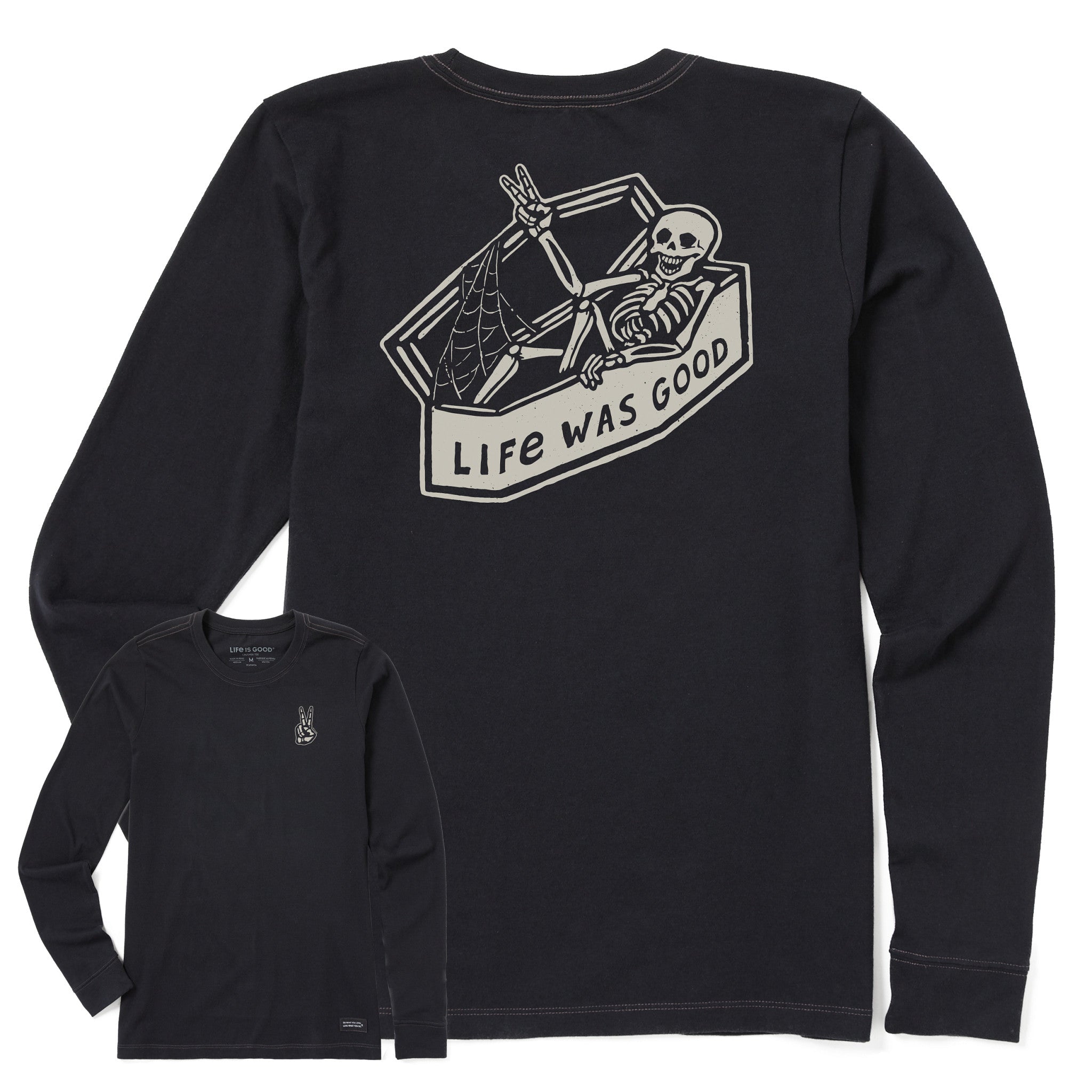 Women's Life Was Good Skeleton Long Sleeve Crusher Tee