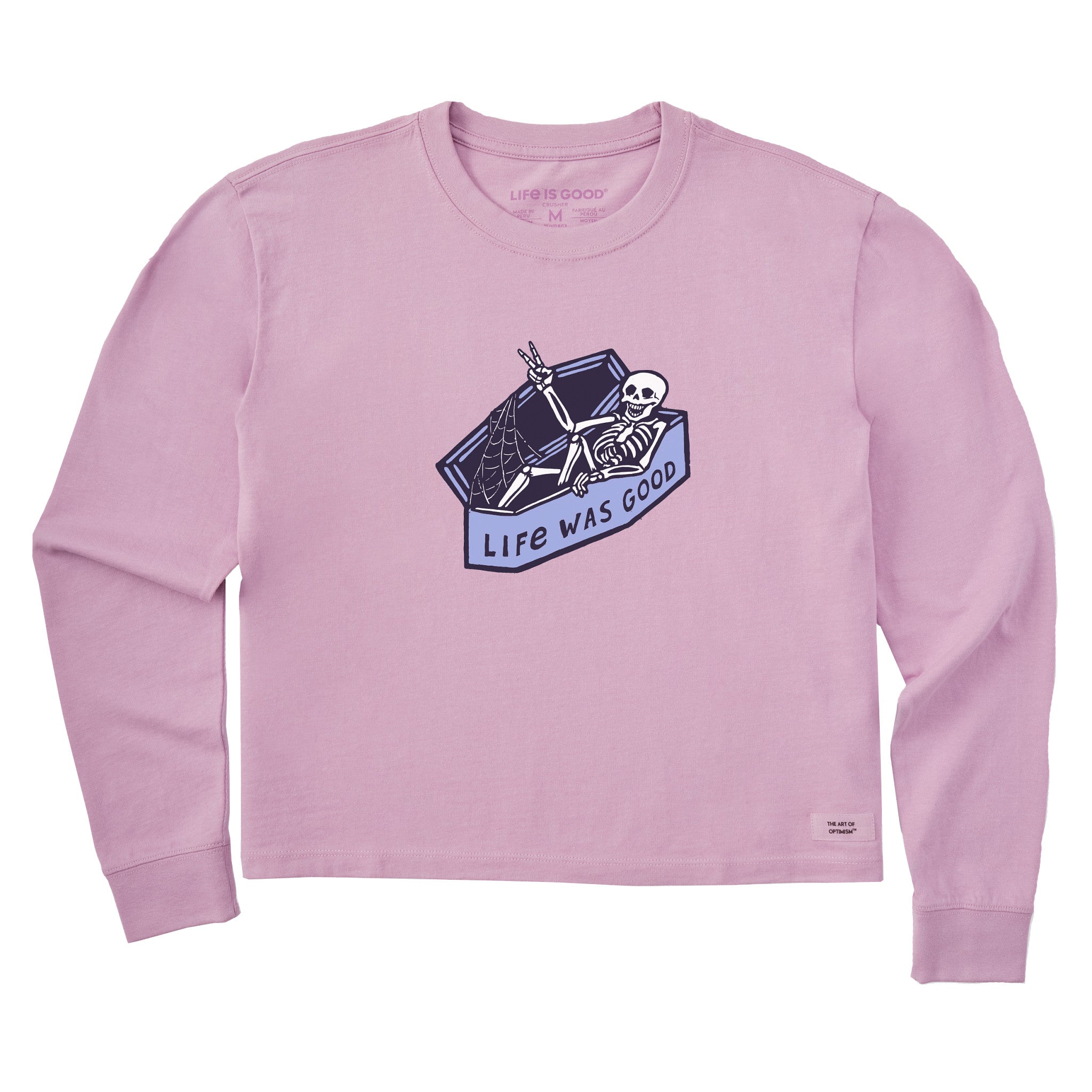 Women's Life Was Good Skeleton Long Sleeve Crusher Boxy Tee