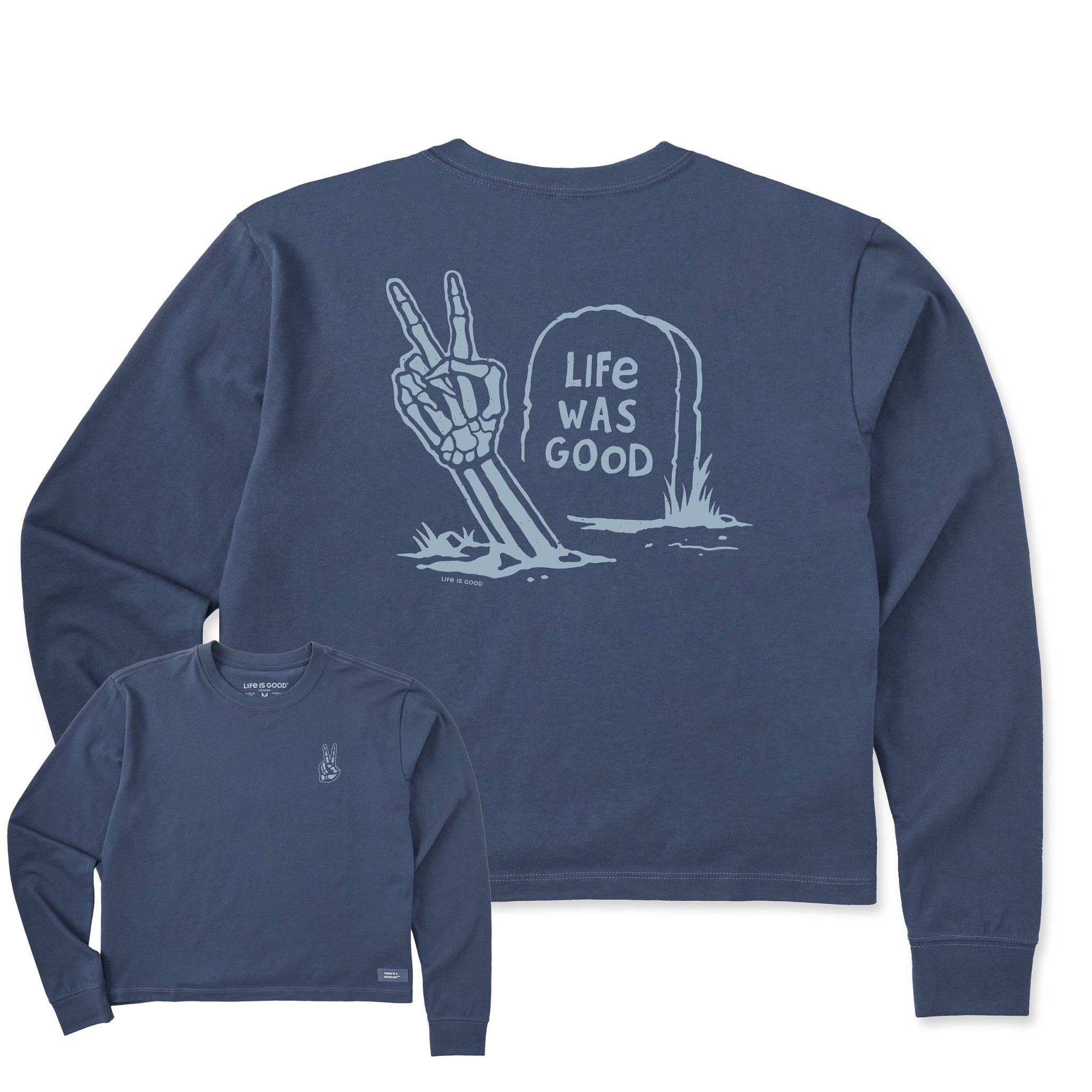 Women's Life Was Good Peace Out Long Sleeve Crusher Boxy Tee