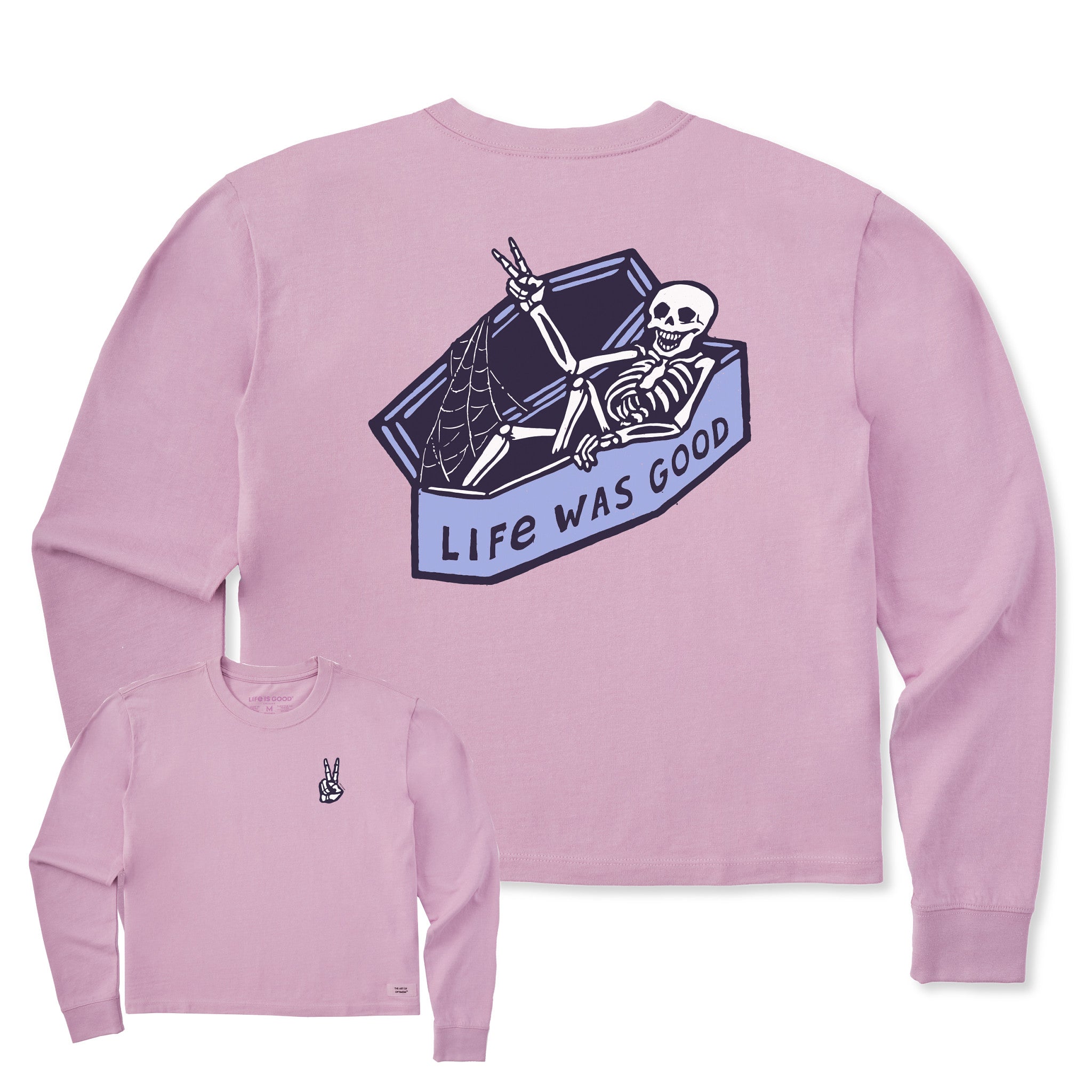 Women's Life Was Good Skeleton Long Sleeve Crusher Boxy Tee