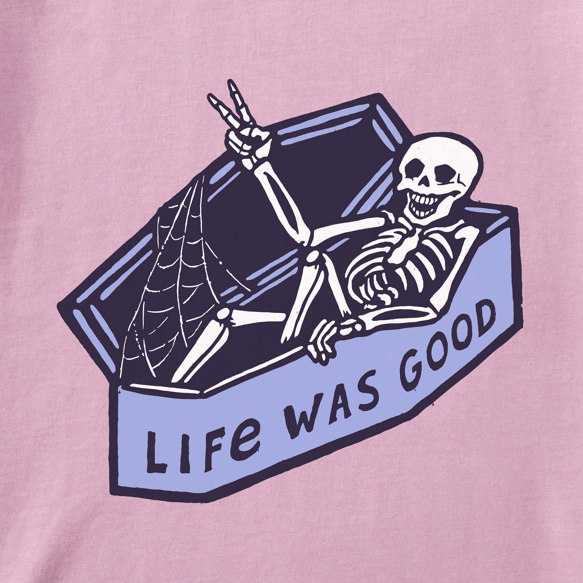 Women's Life Was Good Skeleton Long Sleeve Crusher Boxy Tee