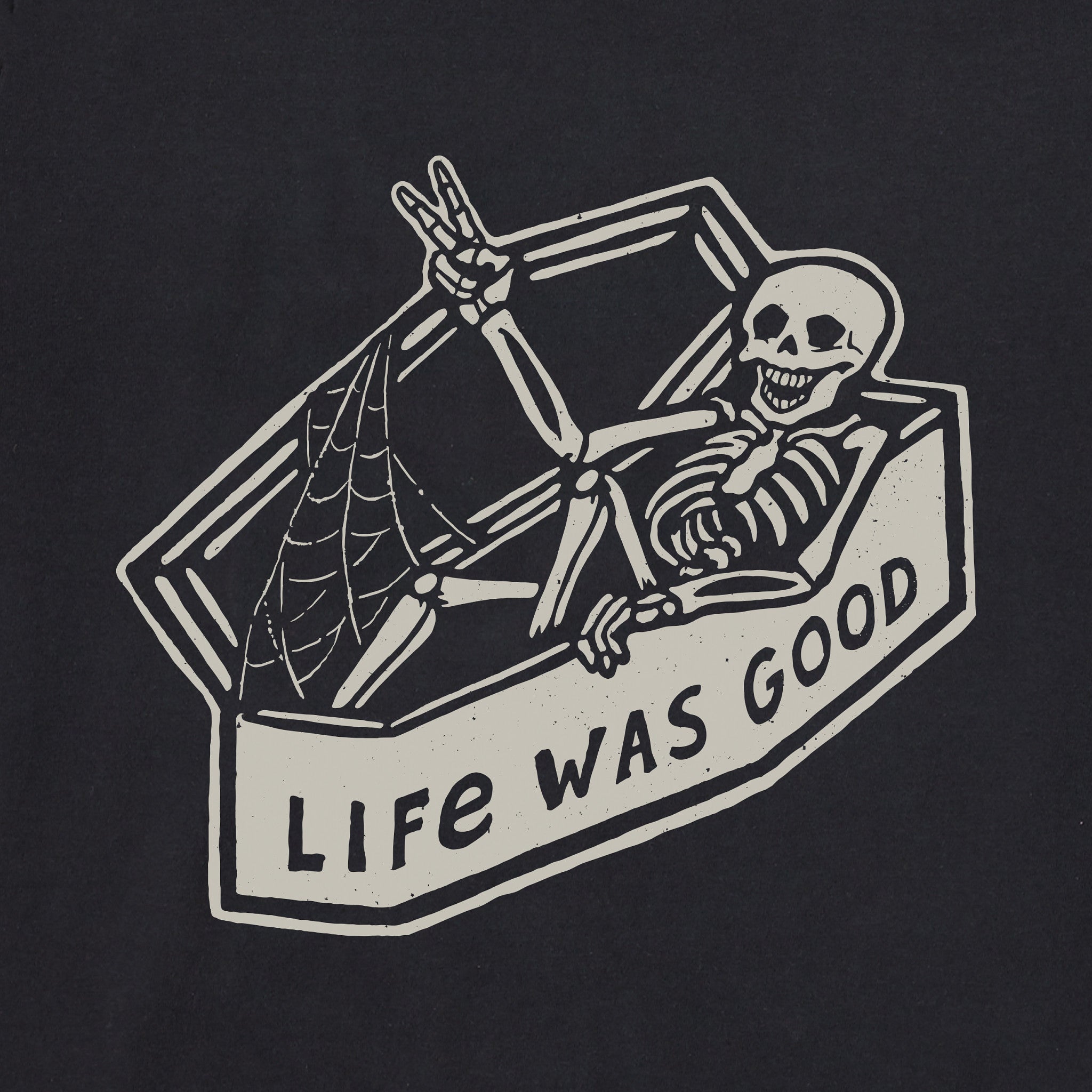 Women's Life Was Good Skeleton Long Sleeve Crusher Boxy Tee