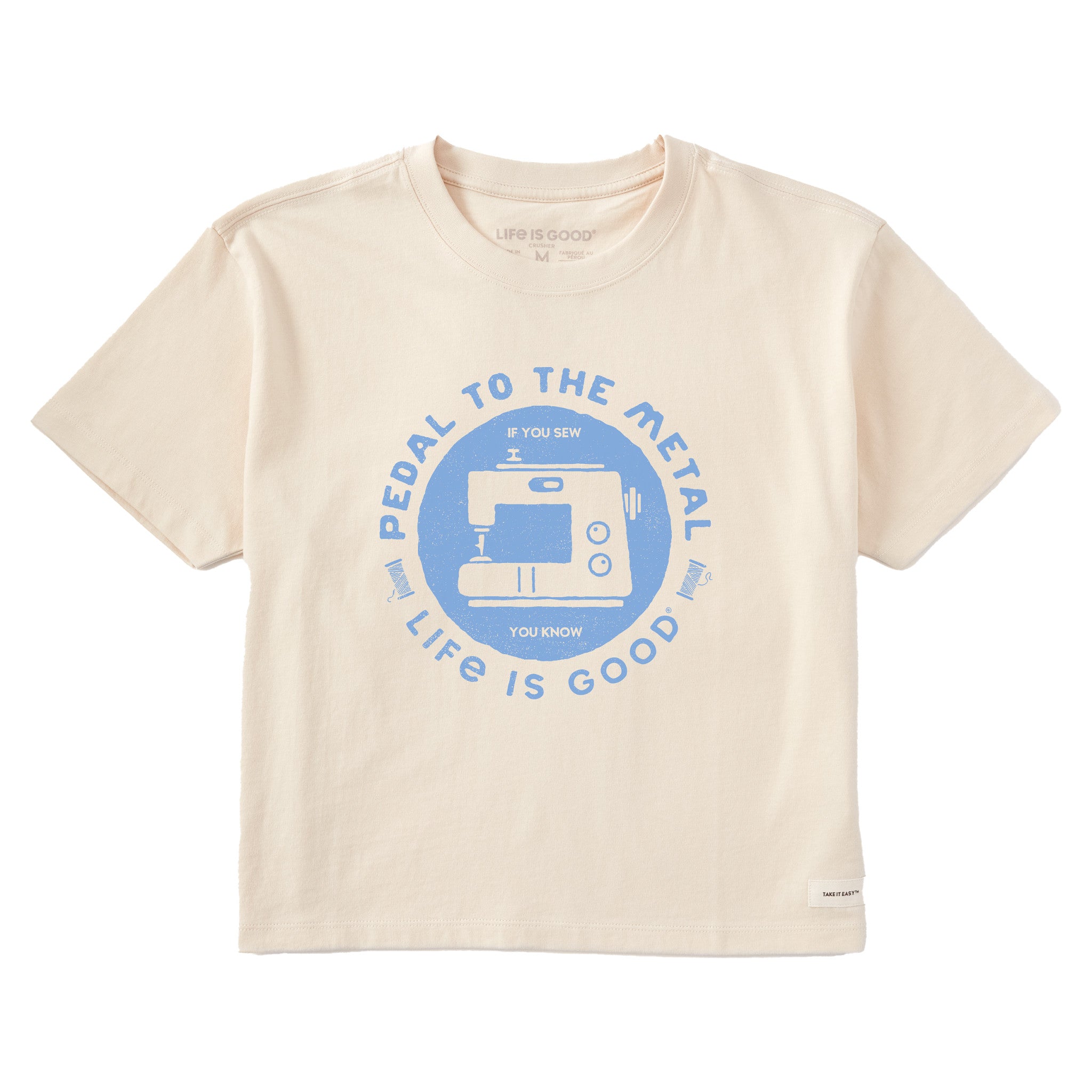 Women's Pedal to the Metal Sewing Short Sleeve Crusher Boxy Tee
