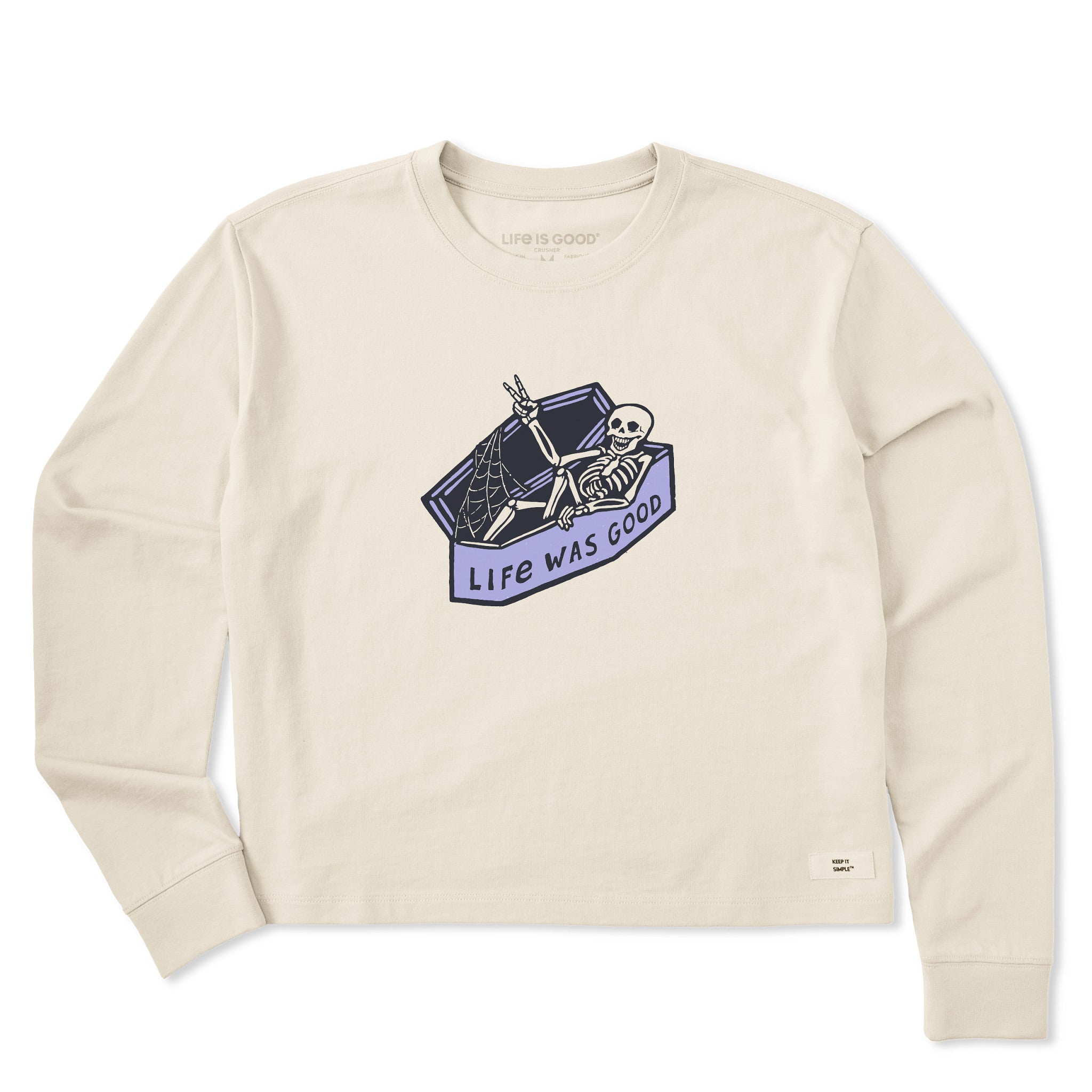 Women's Life Was Good Skeleton Long Sleeve Crusher Boxy Tee