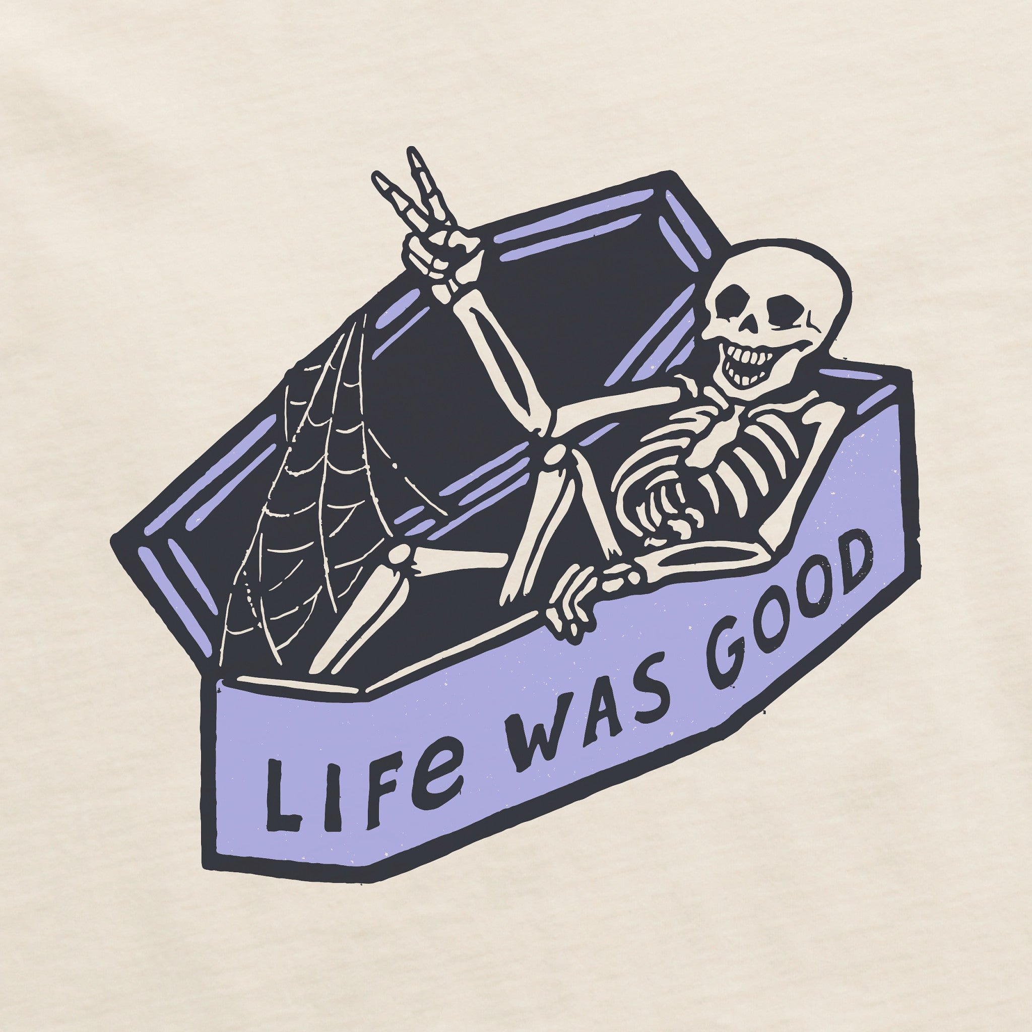 Women's Life Was Good Skeleton Long Sleeve Crusher Boxy Tee