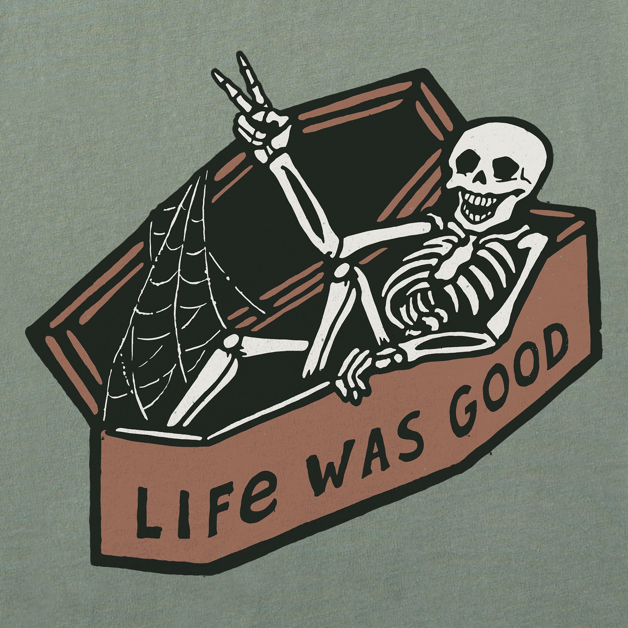 Women's Life Was Good Skeleton Long Sleeve Crusher Boxy Tee