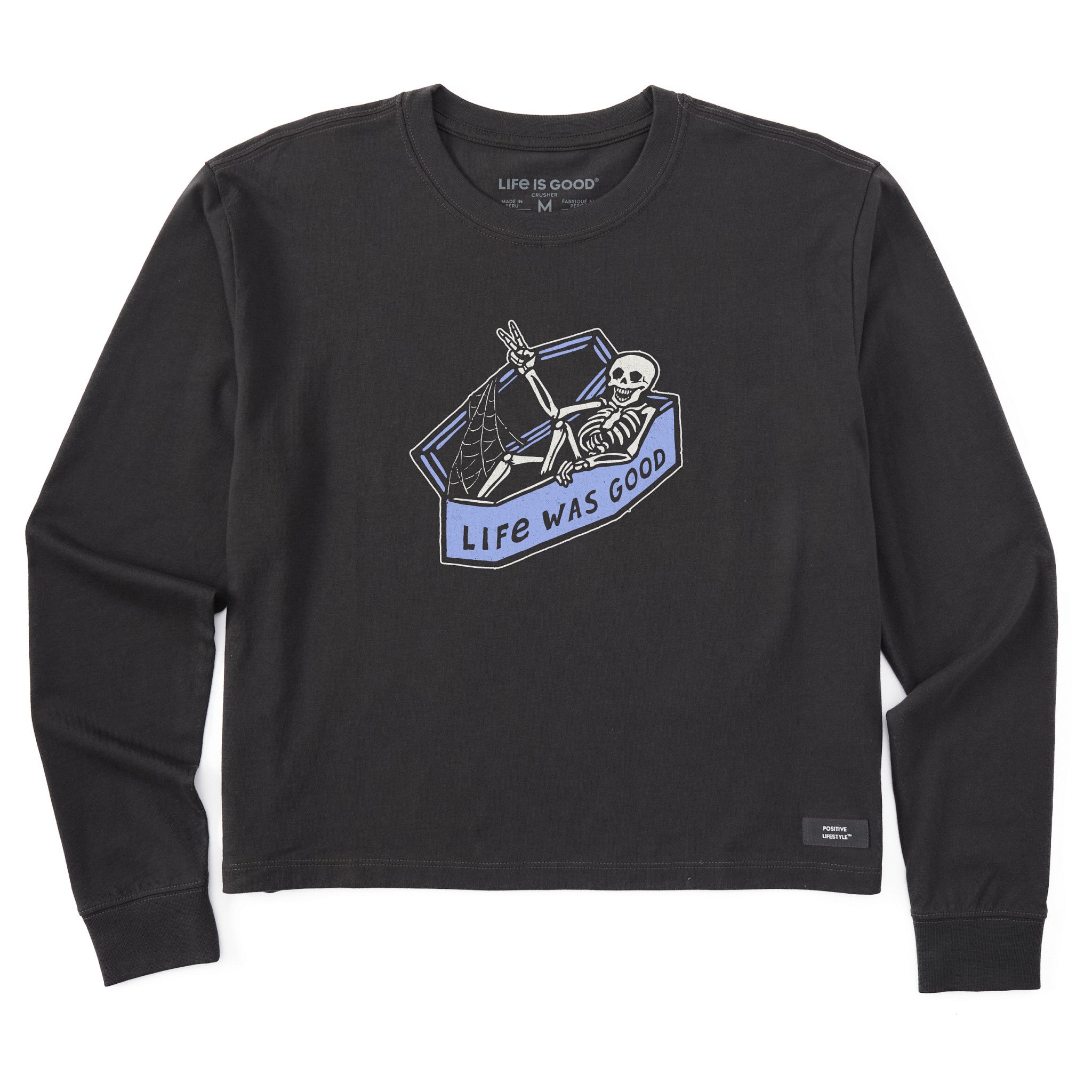 Women's Life Was Good Skeleton Long Sleeve Crusher Boxy Tee