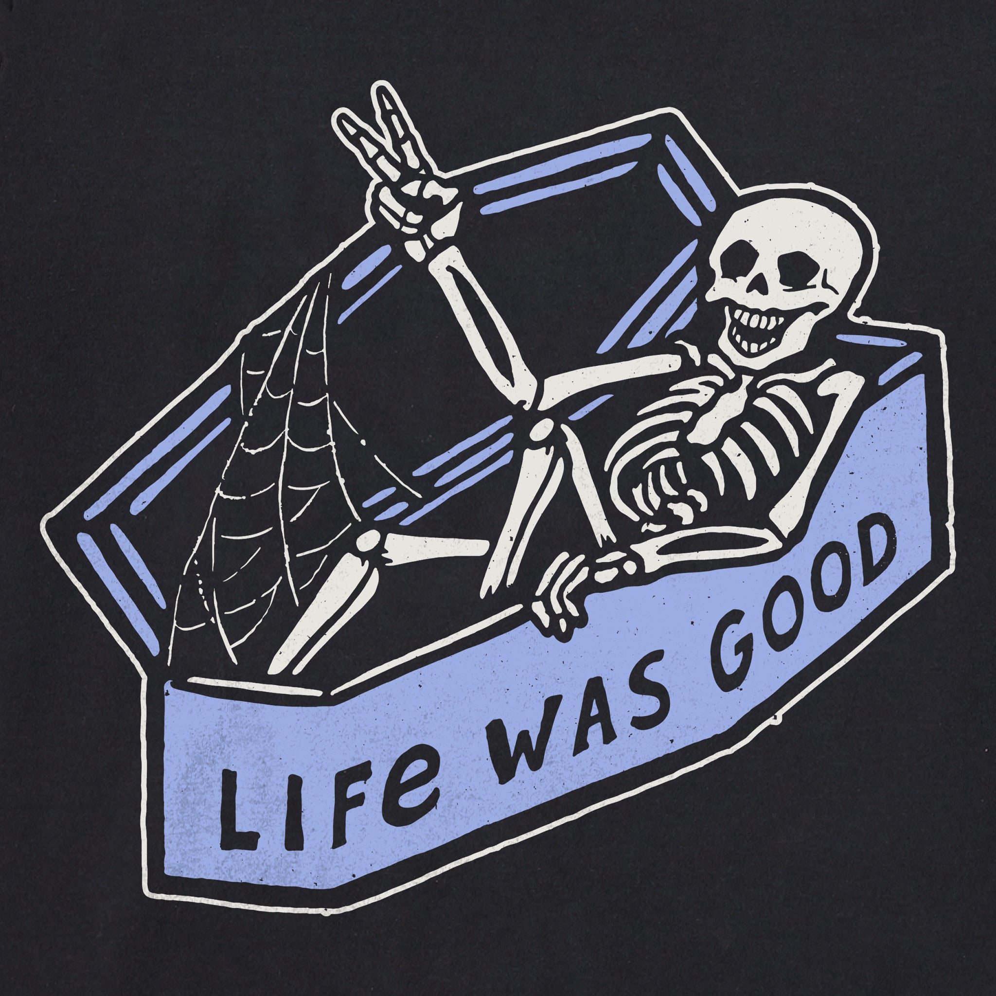 Women's Life Was Good Skeleton Long Sleeve Crusher Boxy Tee