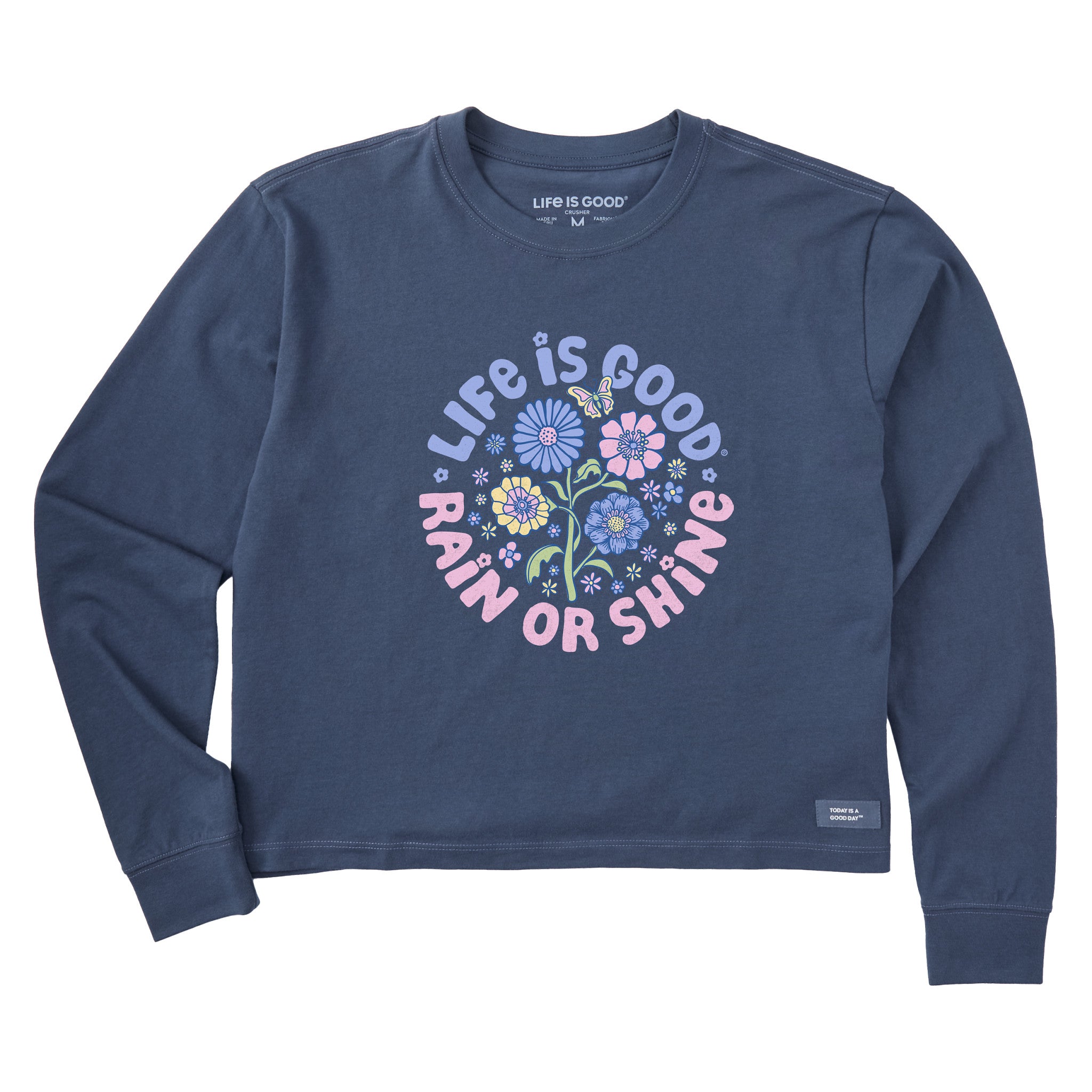 Women's LIG Rain or Shine Flowers Long Sleeve Crusher Boxy Tee