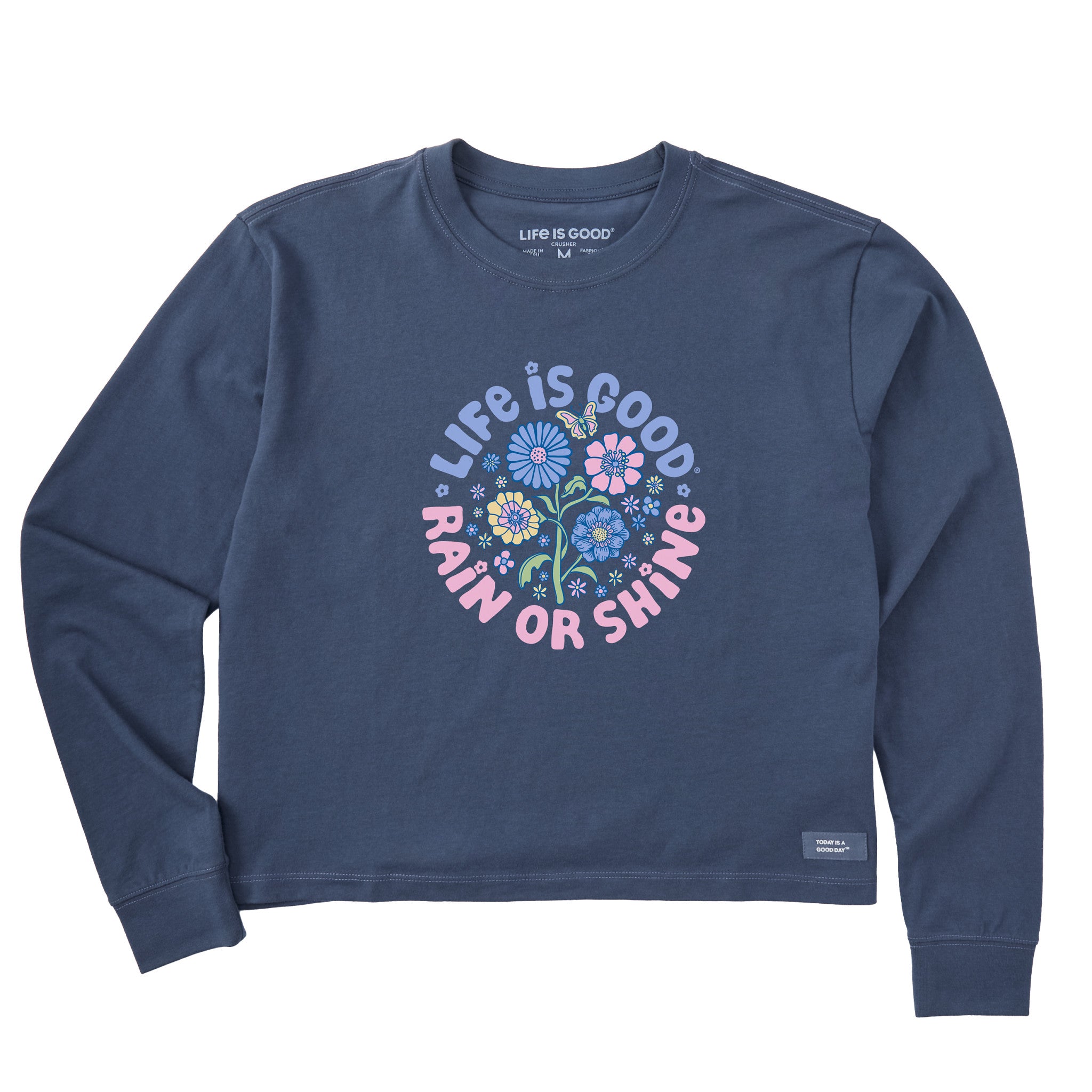 Women's LIG Rain or Shine Flowers Long Sleeve Crusher Boxy Tee