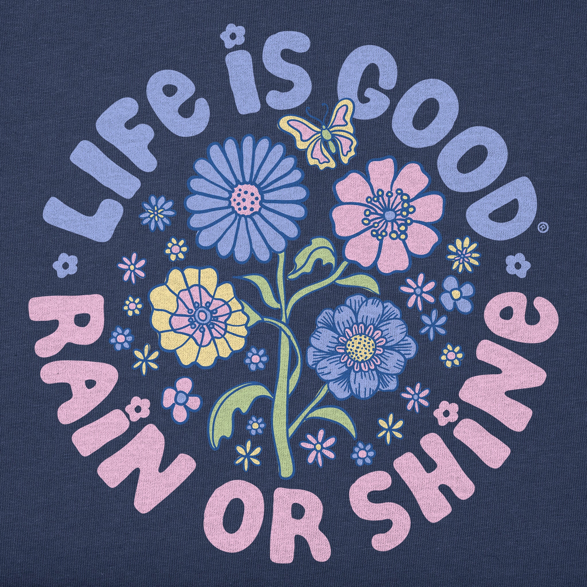 Women's LIG Rain or Shine Flowers Long Sleeve Crusher Boxy Tee