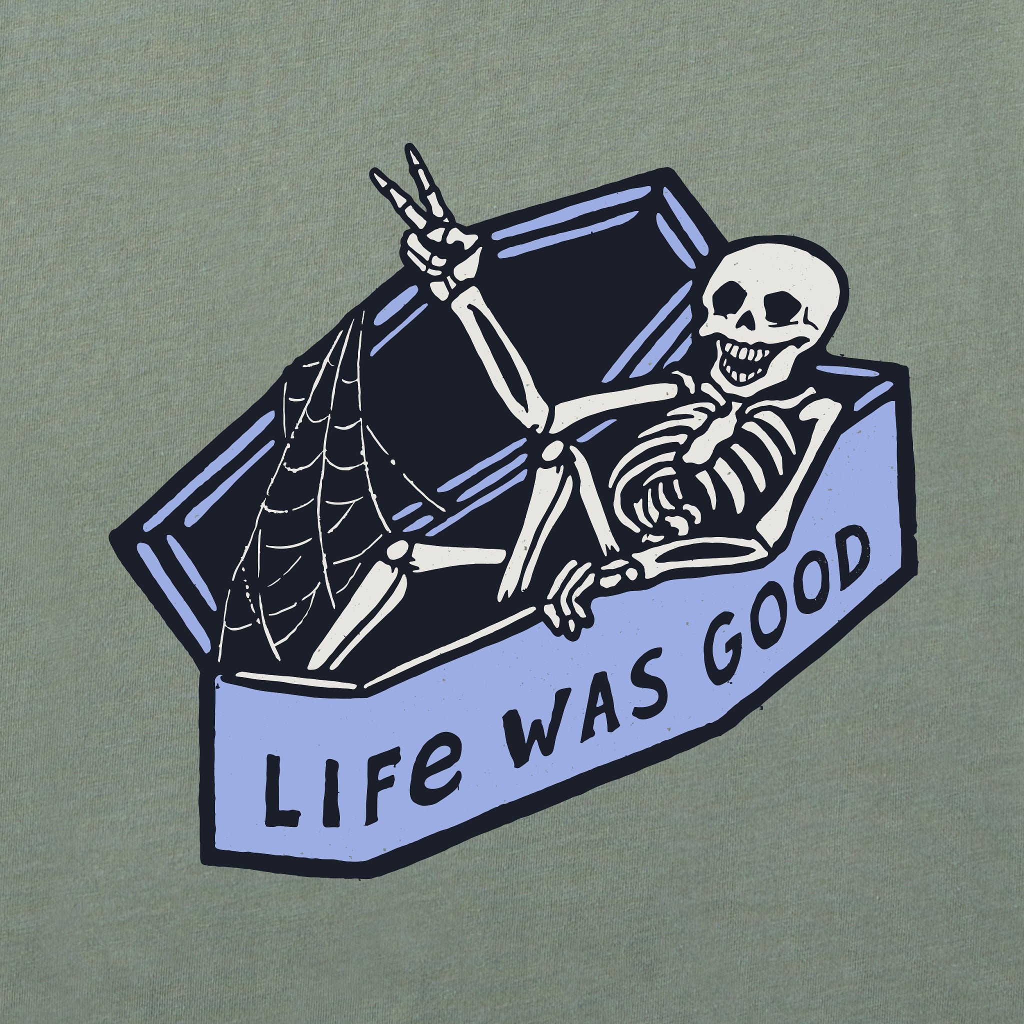 Women's Life Was Good Skeleton Long Sleeve Crusher Boxy Tee
