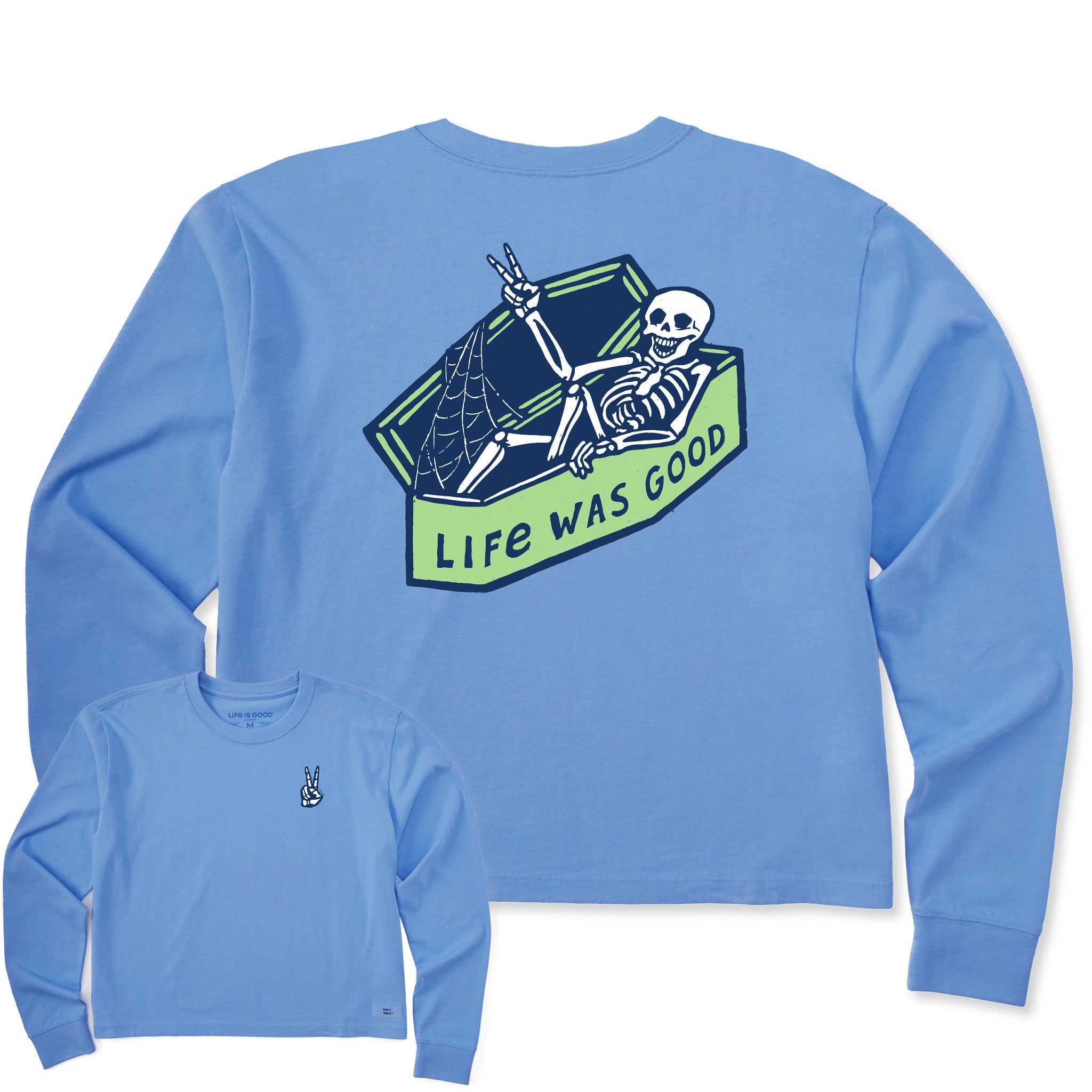 Women's Life Was Good Skeleton Long Sleeve Crusher Boxy Tee