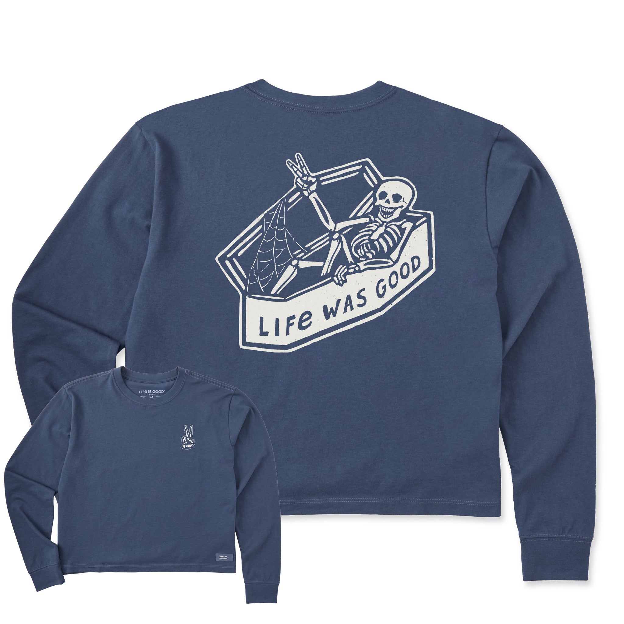 Women's Life Was Good Skeleton Long Sleeve Crusher Boxy Tee