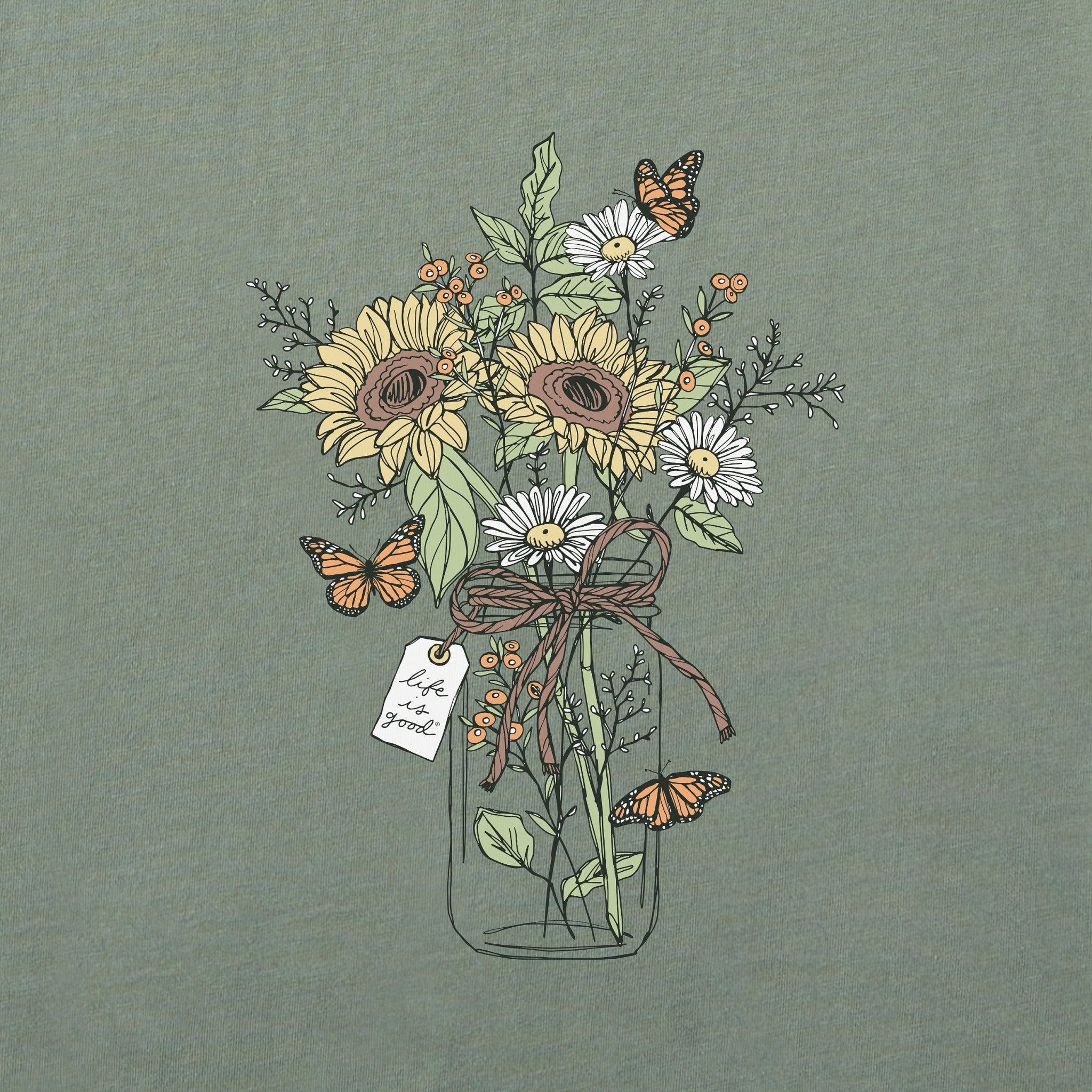 Women's Sunflower Monarch Jar Long Sleeve Crusher Tee