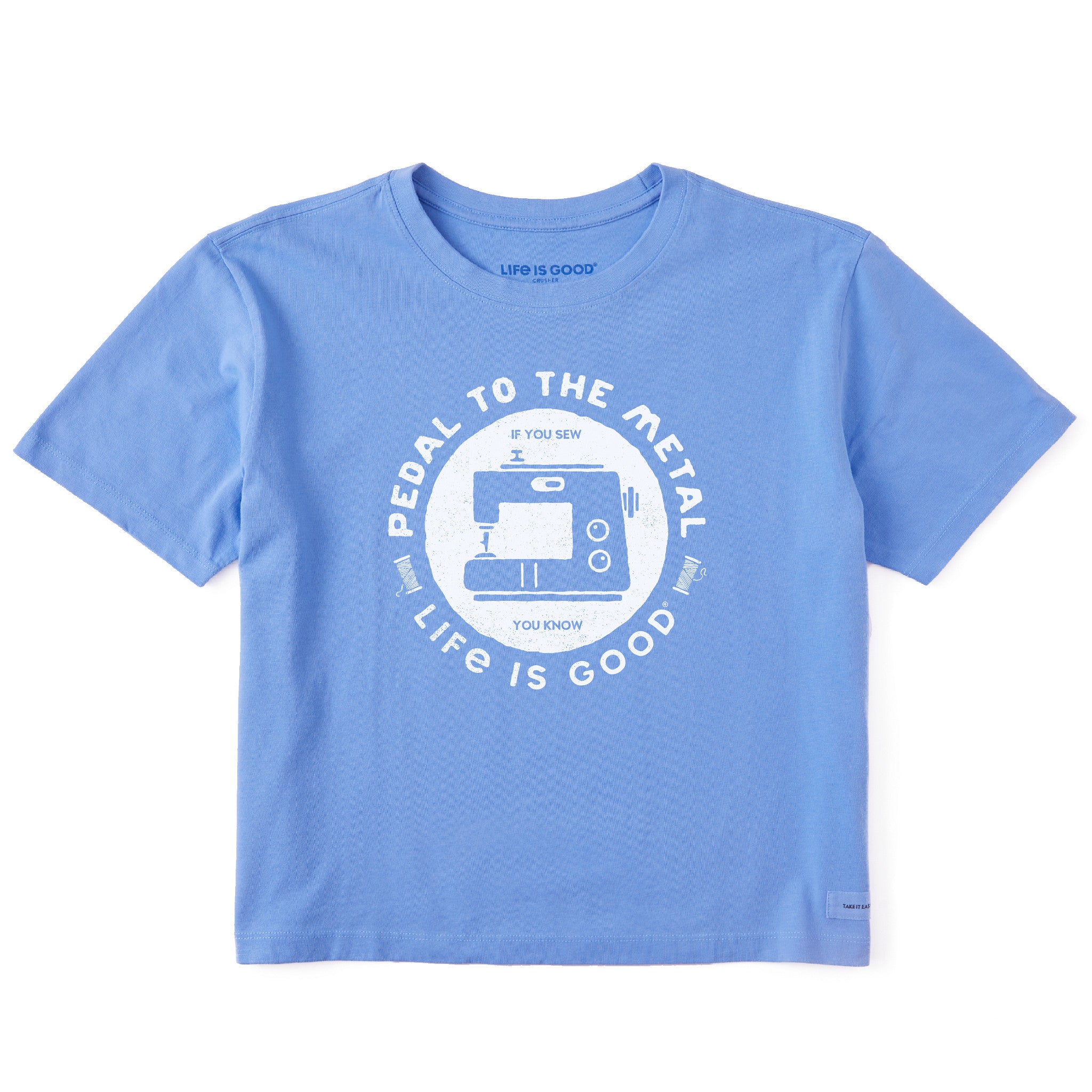 Women's Pedal to the Metal Sewing Short Sleeve Crusher Boxy Tee