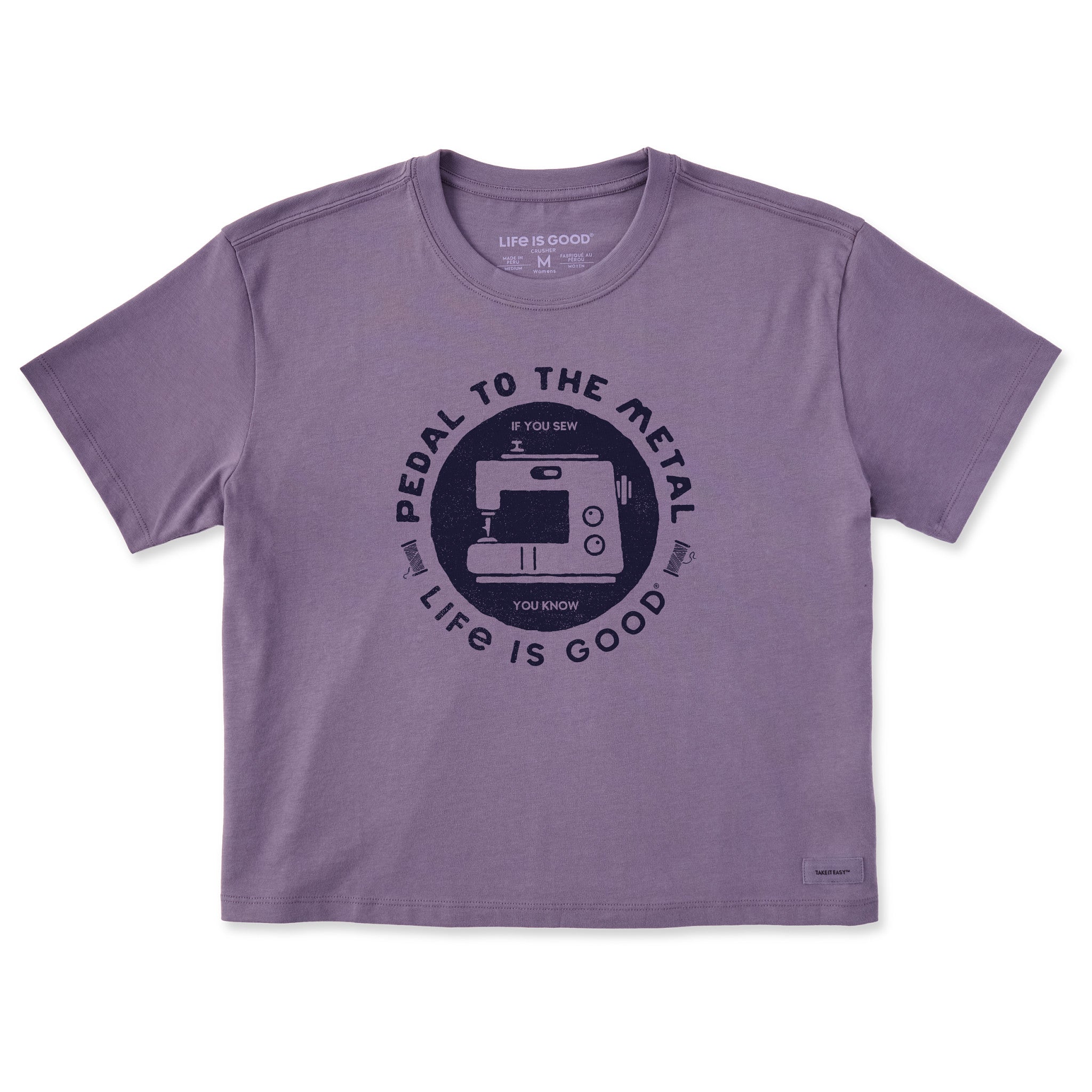 Women's Pedal to the Metal Sewing Short Sleeve Crusher Boxy Tee