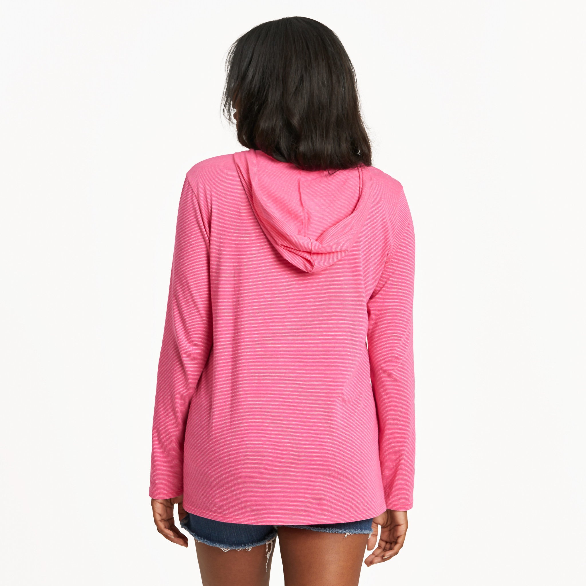 Women's LIG Daisy Long Sleeve Striped Crusher-LITE Hooded Tee